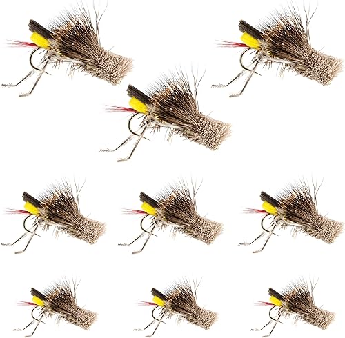The Fly Fishing Place Dave's Hopper - Surtido de moscas de pesca con mosca de trucha  Colección de moscas secas de saltamontes de espuma amarilla  9