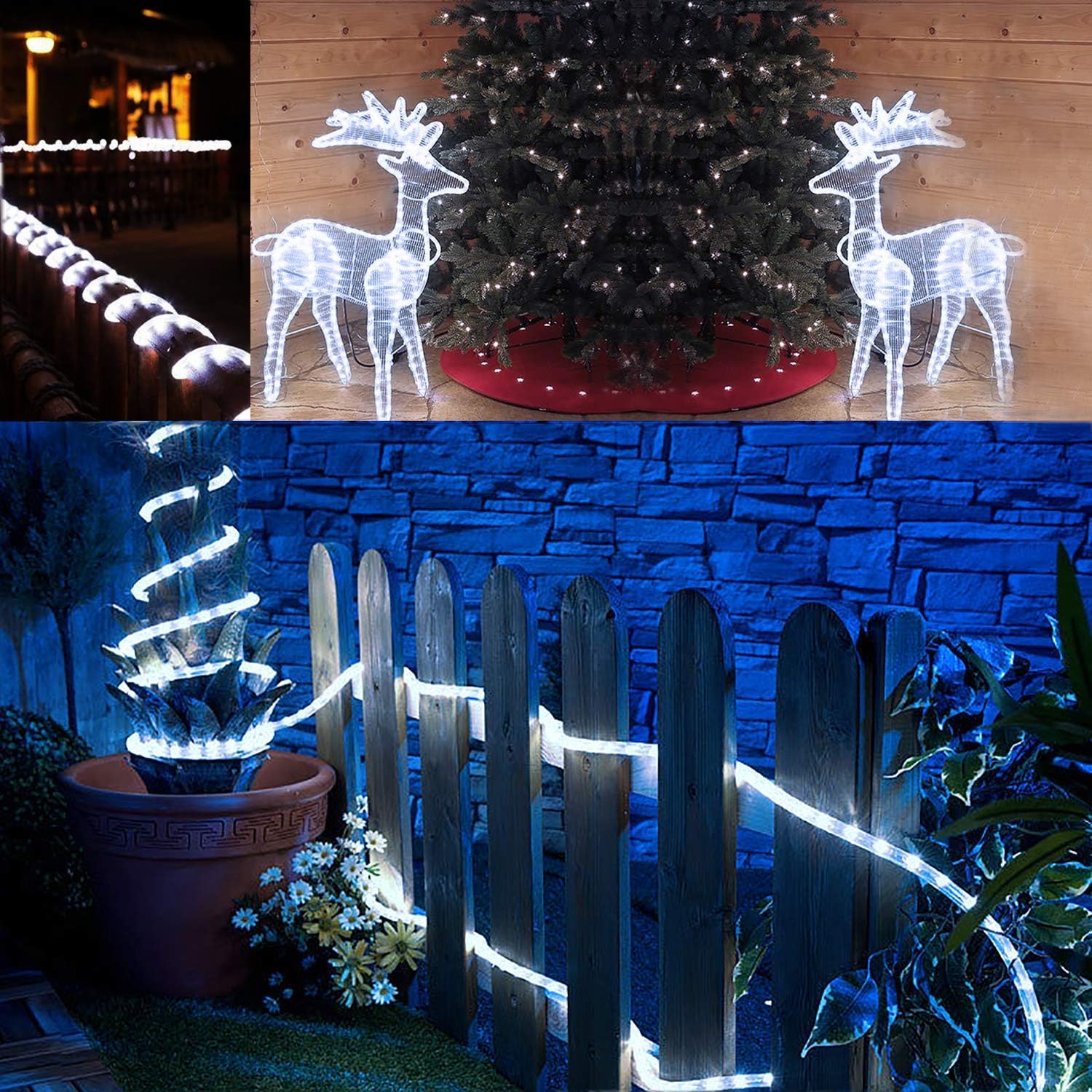 Manguera tira de luz led blanca para jardin, terraza, navidad, fiesta 10m Metros luces impermeable exterior - interior.
