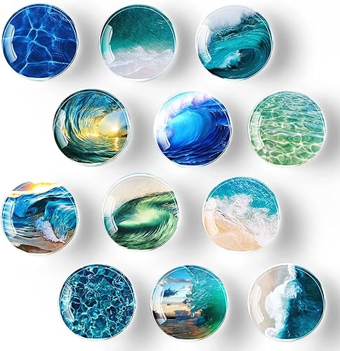 Miniatura 3 de Qualsen Paquete de 20 imanes redondos de cristal oceánico para nevera y nevera, 12 unidades