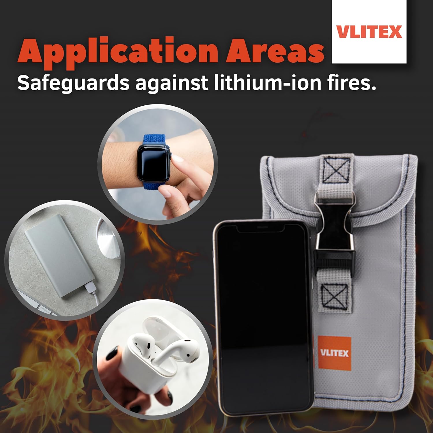 Battery Storage Pouch | Engineered in Germany | Fireproof Layers | Safeguard Smartphones, Powerbanks, Lithium Batteries, Electronic Devices, etc. | Small Lipo Safe Bag
