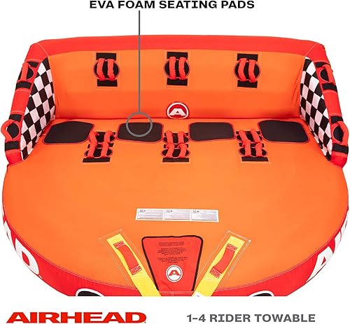 Miniatura 4 de Airhead Great Big Mable, tubo remolcable para 1-4 jinetes para navegación y arnés de remolque resistente para tubos remolcables de 1 a 4 jinetes,