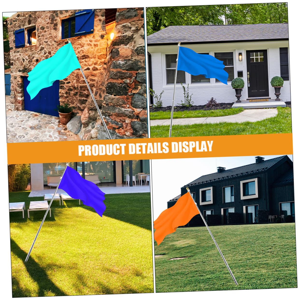 SHINEOFI 2 Stück Rostfreie Edelstahl Flaggenhalter aus 1,8m Veranda Fahnenmast mit Drehbarem Ring Wetterfeste Gartendeko für Outdoor Party und Rennen