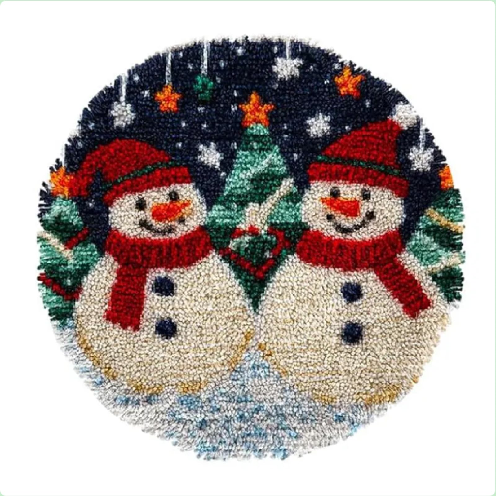Christmas Snowman Stamped Latch Hook Rug Kit,DIY Stamped Crochet Carpet