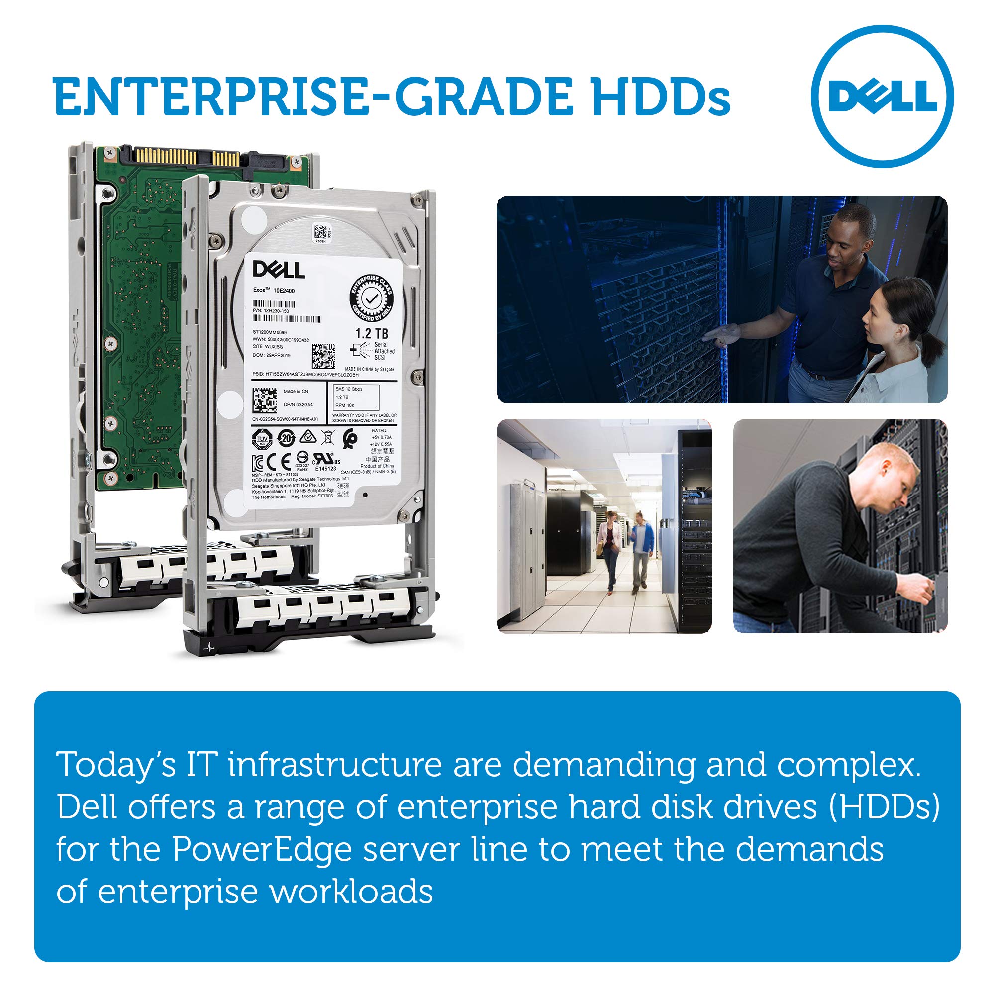 Dell HDD 400-AJPD Replacement for PowerEdge Servers | 1.2TB 10K SAS 12Gb/s 2.5-Inch | Internal Enterprise Hard Drive in G13 Tray Bundle with Compatily Screwdriver Carrier Install Kit