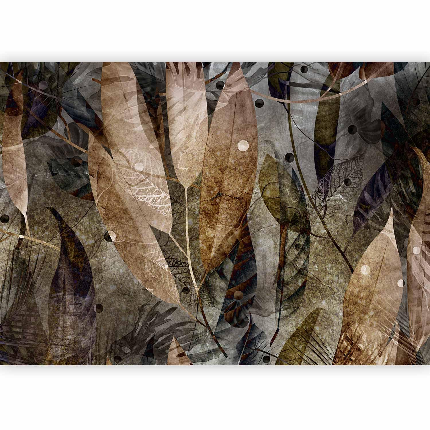 murando Photo Wallpaper Botany 441x315 cm / 173.6" x 124" Peel and Stick Self-Adhesive Foil Print Wall Mural Nature Leaves Plants Brown Tropical b-C-0877-a-a — image 1