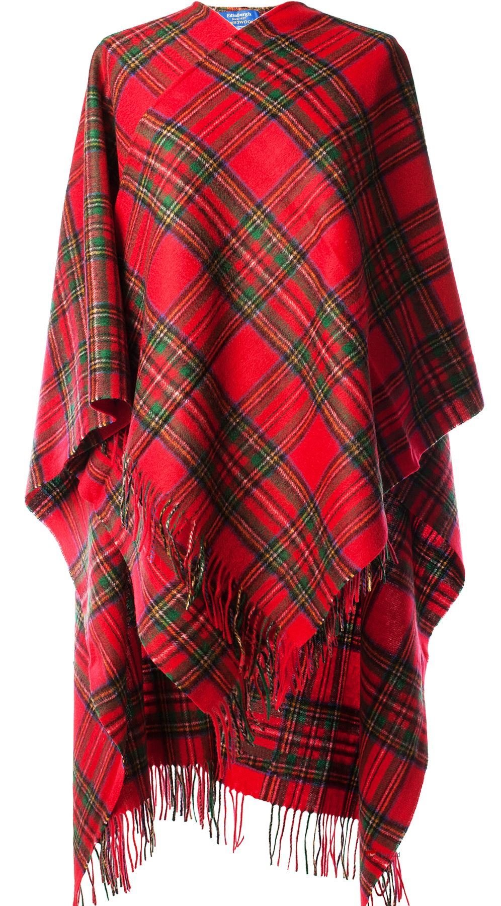 I Luv Ltd Women's Multi Serape Cape 100% Lambswool Stewart Royal Tartan