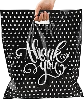 Camtoms Thank You Bags For Business | Plastic Bags With Handles | Plastic Shopping Bags for Small Business | Small Plastic Gift Bags | Boutique Bags | Merchandise Bags 16x18 100pack