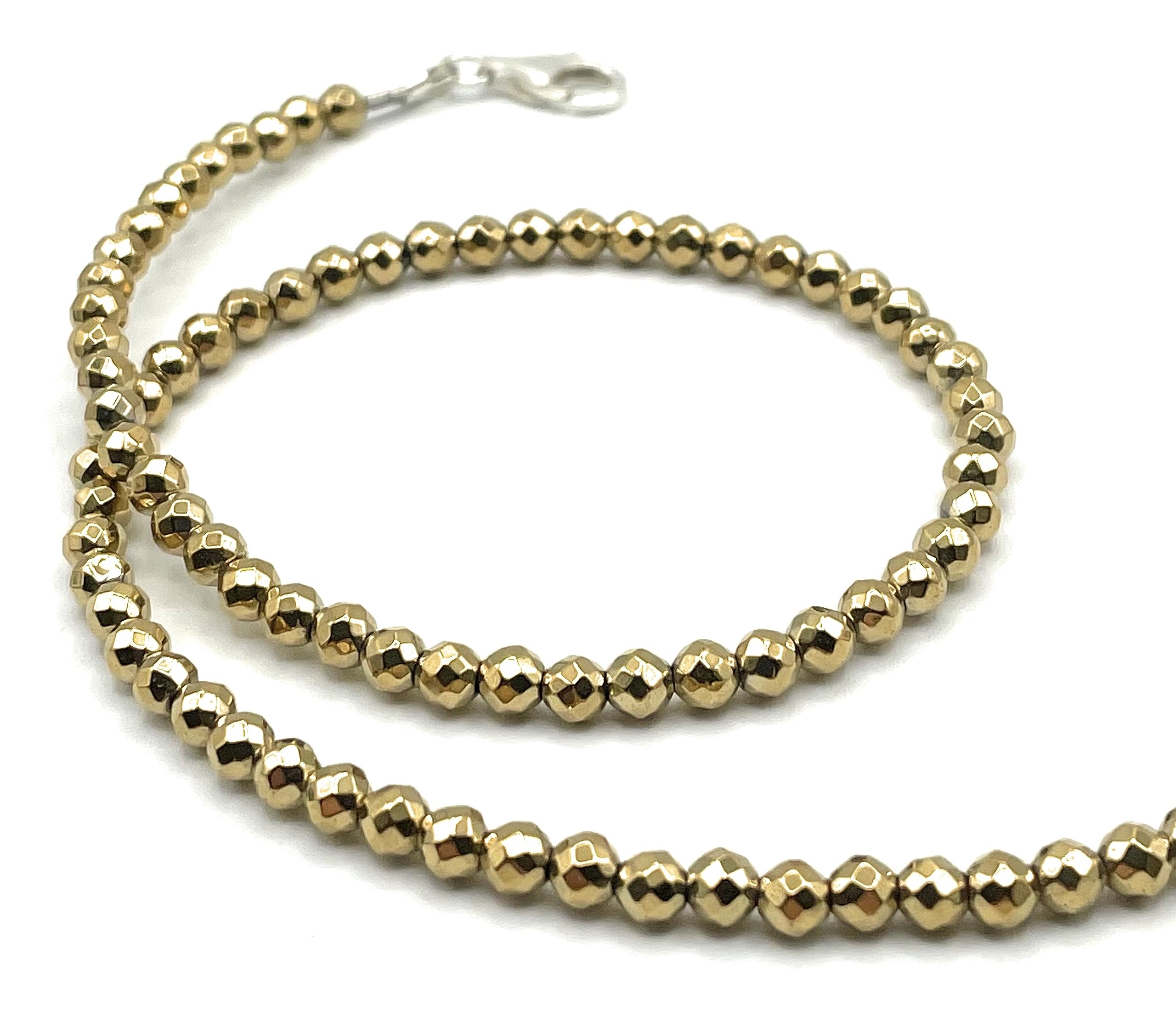 Collana con Ematite Dorata 4 mm e Argento 925, Girocollo con Pietre Dure Naturali, Gioielli Minimalisti, Bijoux Boho, Regalo per Lei