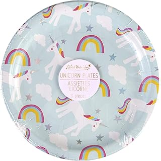 Great Pretenders 97000 Unicorn Plates Lg (8 pcs) Cutlery and Dishes, Multi-Coloured (Multi-Coloured)