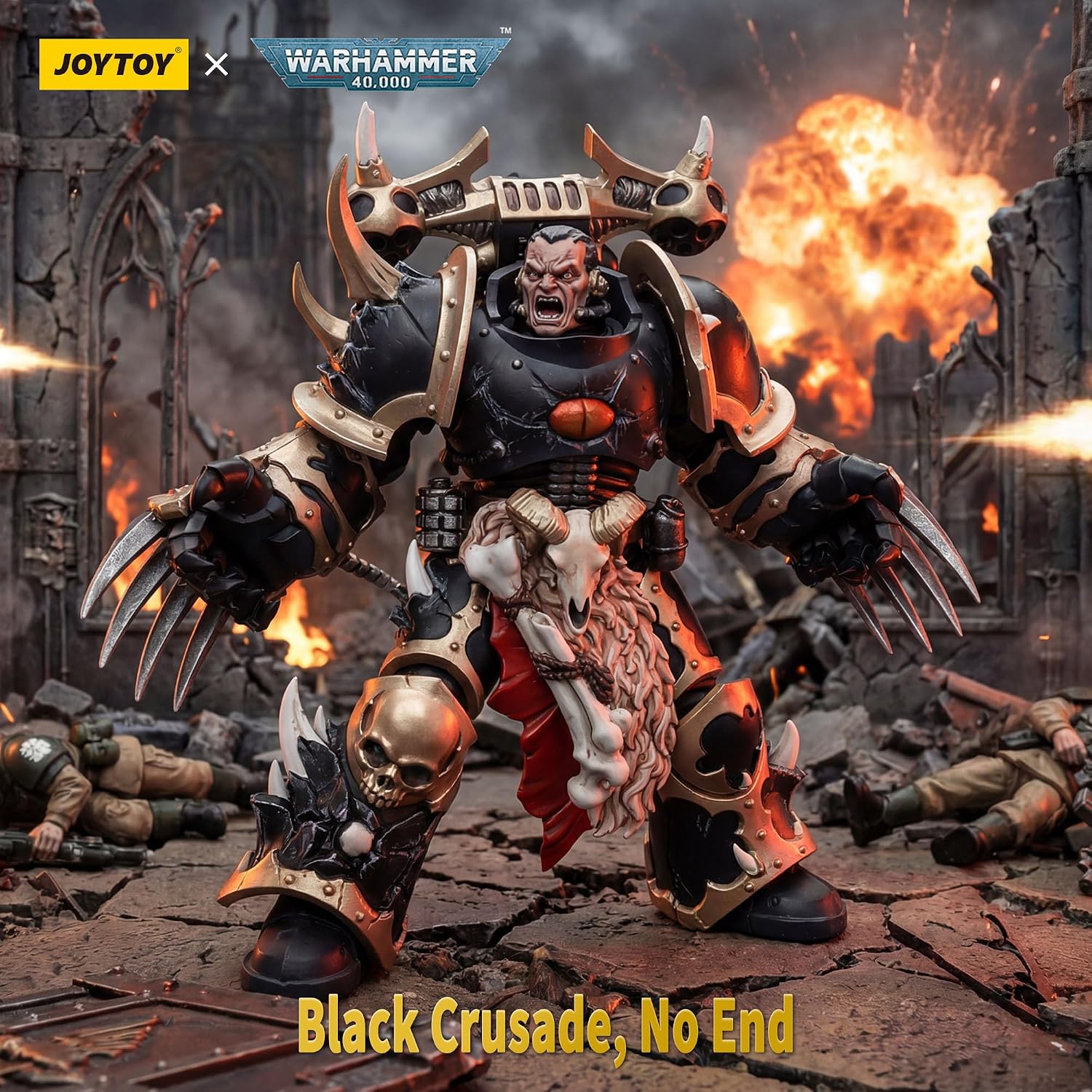 JOYTOY Warhammer 40k Action Figure 1/18 Scale Chaos Space Marines Black Legion Chosen with Lightning Claws for Collection and Display