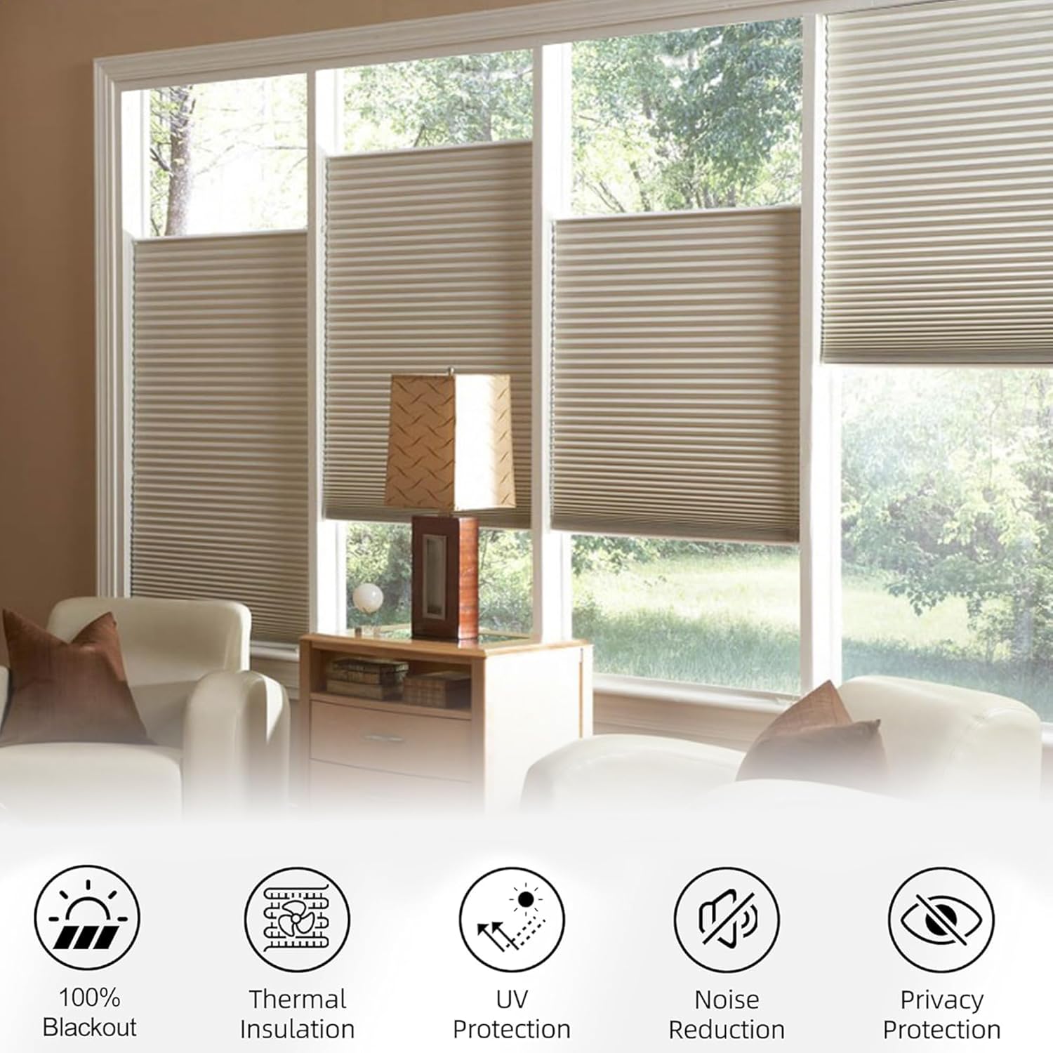 Tensioned Top Down Bottom Up Cellular Shades for Indoor Windows & Door & Roof Window，Blackout Top Down Bottom Up Cellular Shades for Indoor Windows，Insulated Skylight Blinds，Denoised Skylight Blinds