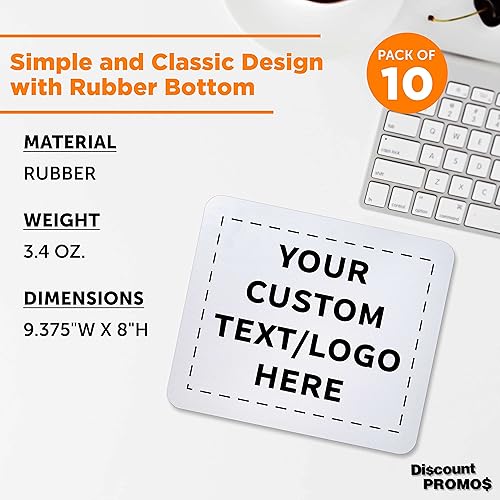 Miniatura 4 de Juego de 10 alfombrillas de mouse rectangulares personalizadas, paquete a granel personalizado, gran regalo para empleados, clientes y ferias