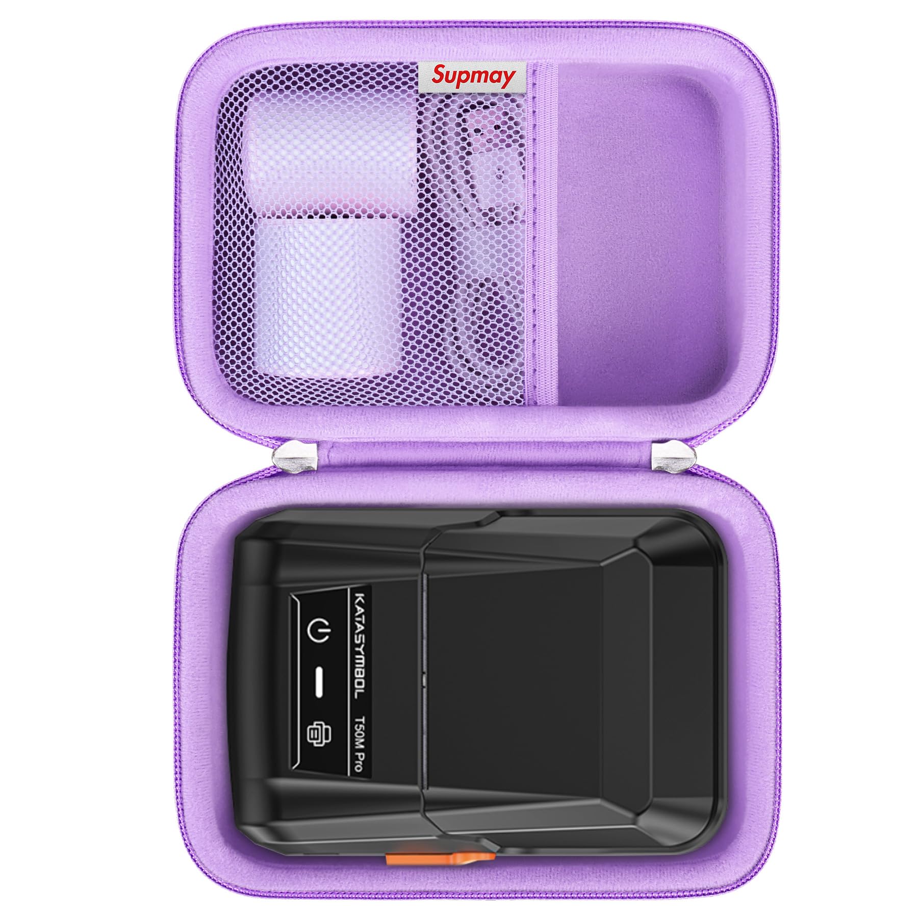 Supmay Hard Carrying Case for SUPVAN T50M Pro Bluetooth Label Maker Machine, Inkless Labeler Storage Travel Holder fit Label Tape, Charging Cable, User Manual, Purple