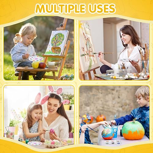 Miniatura 5 de 60 bandejas de pintura de plástico para niños y estudiantes, 30 paletas de pintura circulares blancas, 30 piezas rectangulares para pintura de