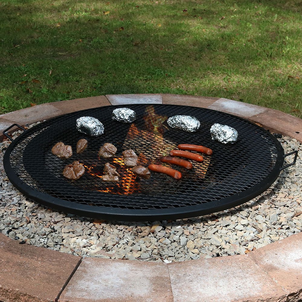 Sunnydaze XMarks Fire Pit Cooking Grate Outdoor Round Campfire BBQ