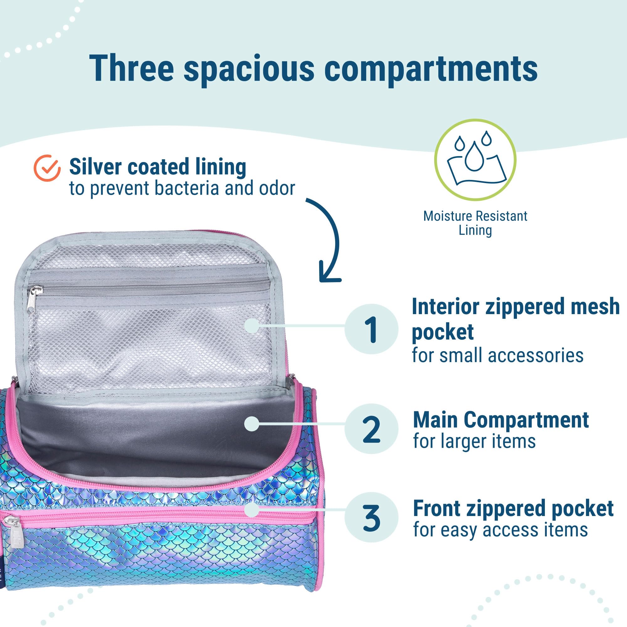 Wildkin Neceser para niños, niñas y adultos, bolsas de aseo medidas 9.5 x 5 x 5 pulgadas, multifuncional, espaciosa e ideal para bolsa de viaje de fin de semana o de noche, sin BPA