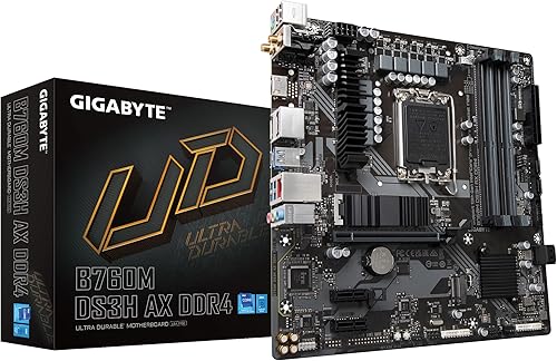 GIGABYTE B760M DS3H AX DDR4 (LGA 1700 Intel B760 M-ATX DDR4 2* M.2 PCIe 4.0 USB 3.2 Gen 2 Tipo-CWiFi 6ELAN de 2.5GbEQ-Flash PlusPCIe EZ-Latchplaca