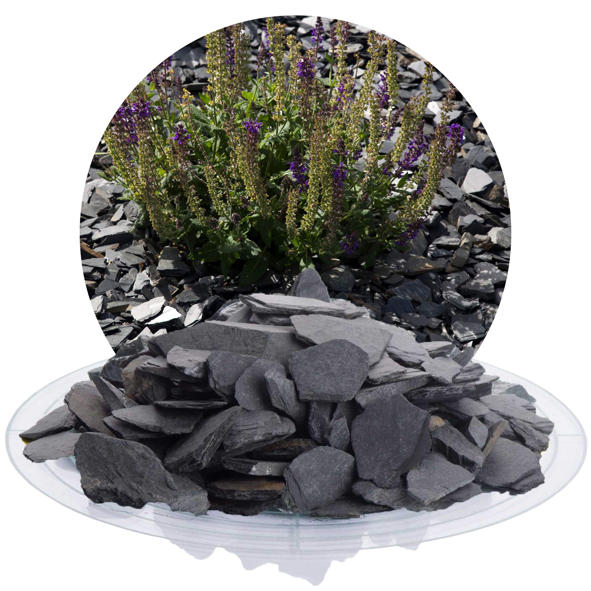 Schicker Mineral Schiefer Ziersplitt schwarz 20-40 mm 25 kg, Schiefersplitt aus Deutschland, Schieferbruch, farbechter Naturstein ideal zur Gartengestaltung und als Alternative zu Rindenmulch