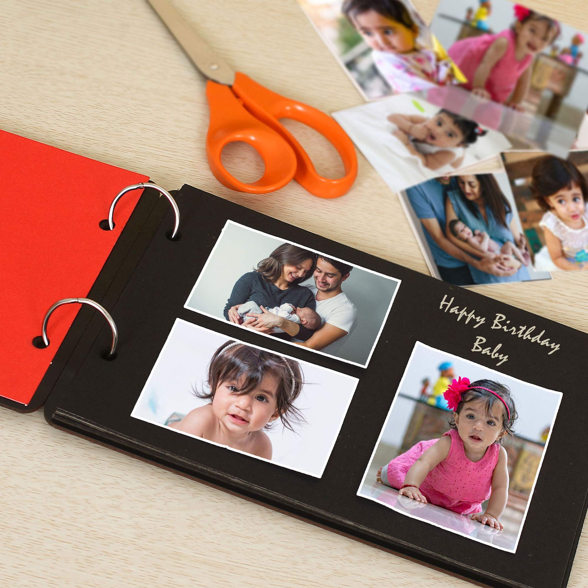 Webelkart Drewniany album fotograficzny DIY, album pamiątkowy, album fotograficzny - 26 cm x 16 cm x 4 cm (30 arkuszy)