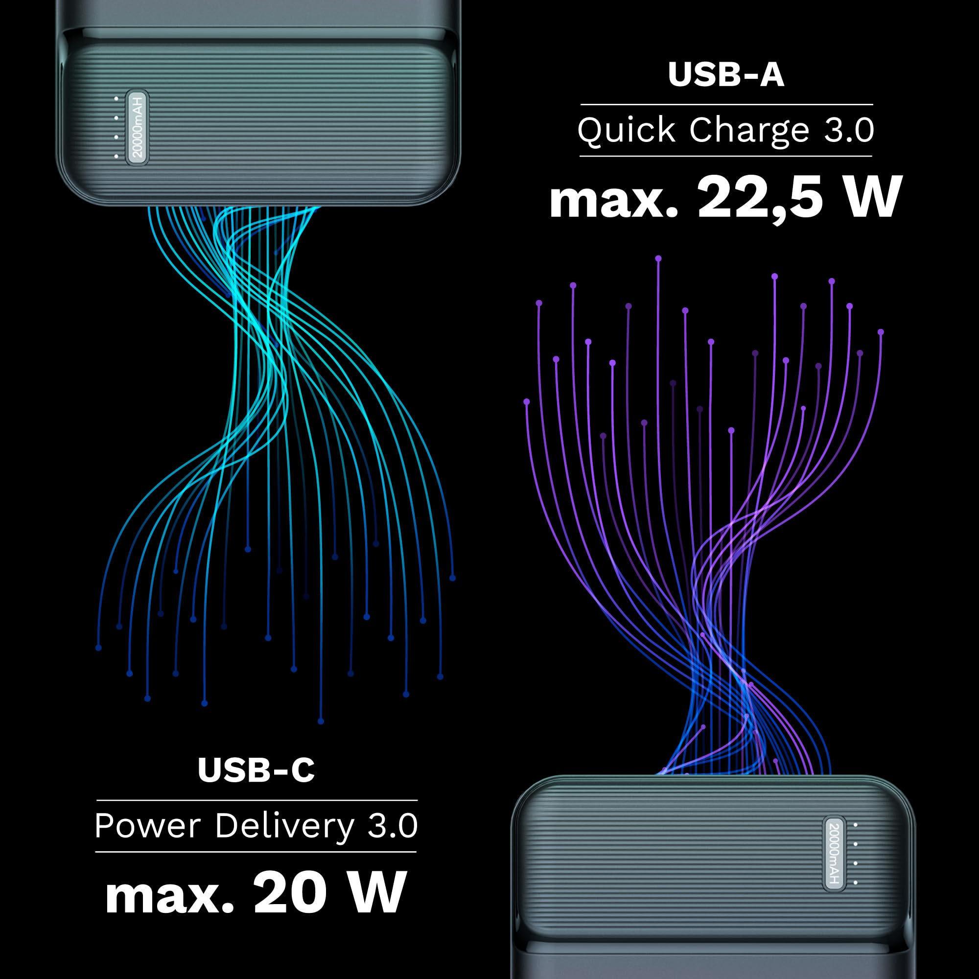 Krüger&Matz Powerbank 20000 mAh Li-pol Funkcja QC oraz PD KM0906.1