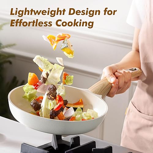 Miniatura 7 de SENSARTE Sartén antiadherente de cerámica con tapa de 8 pulgadas, sartenes antiadherentes para tortillas, no tóxicas y saludables, libre de