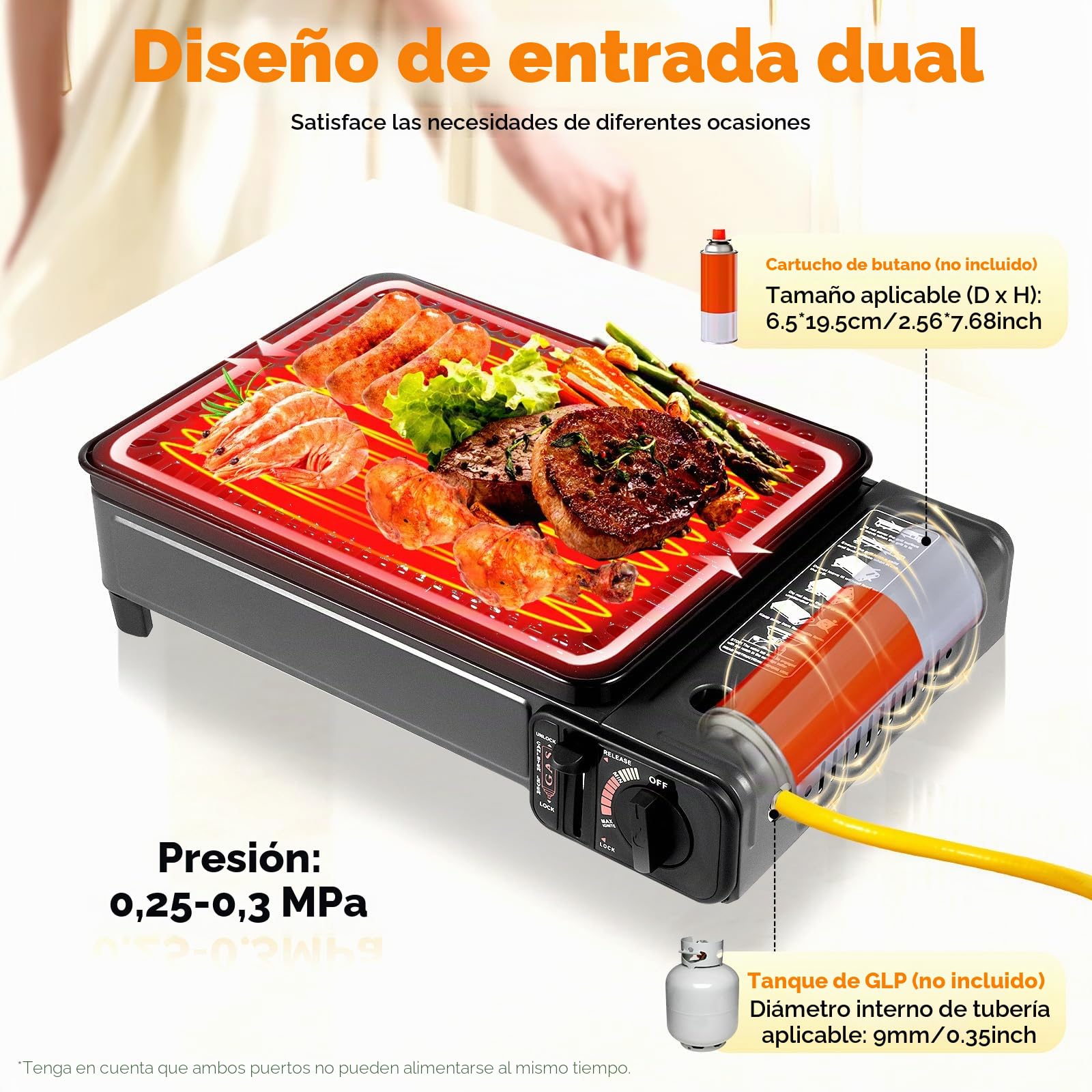 Barbacoa de gas portátil para camping, barbacoa de gas con red de barbacoa y maletín, barbacoa de mesa de gas, hornillo de gas al aire libre, pequeño para camping, viajes, trekking