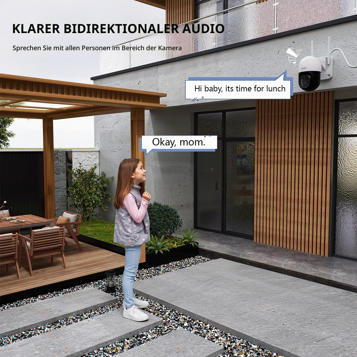 REIGY 5MP WLAN Überwachungskamera Set Aussen mit PT Kamera, Funk NVR Überwachungssystem, Outdoor Camera Kit Drahtlos mit Zwei-Wege-Audio Bewegungserkennung Farbige Nachtsicht