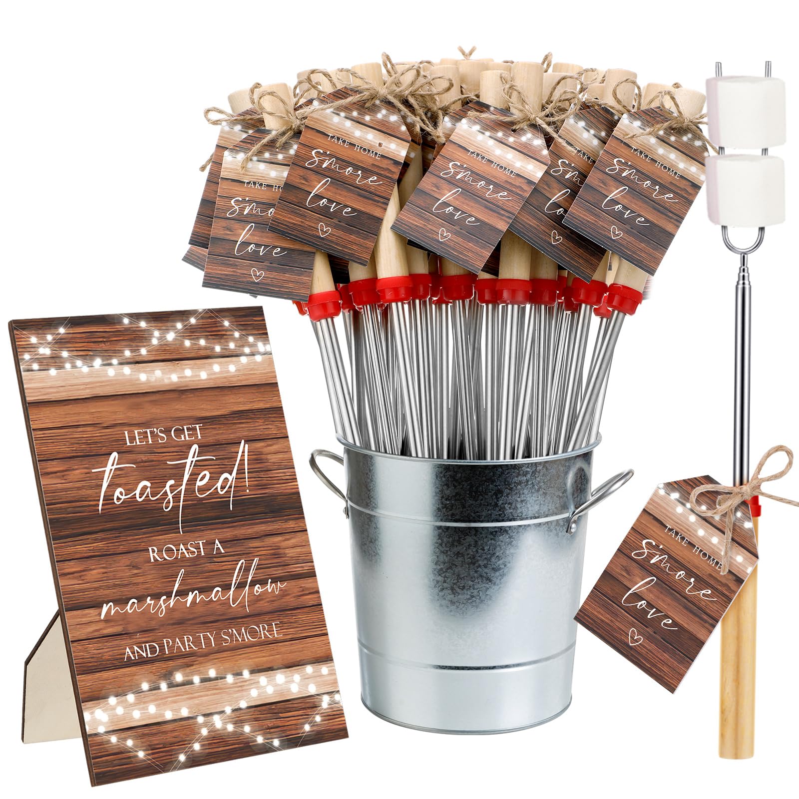 Cadeaux de fête S'mores rustiques Tioncy pour invités, lot de 24 avec pics et ficelle