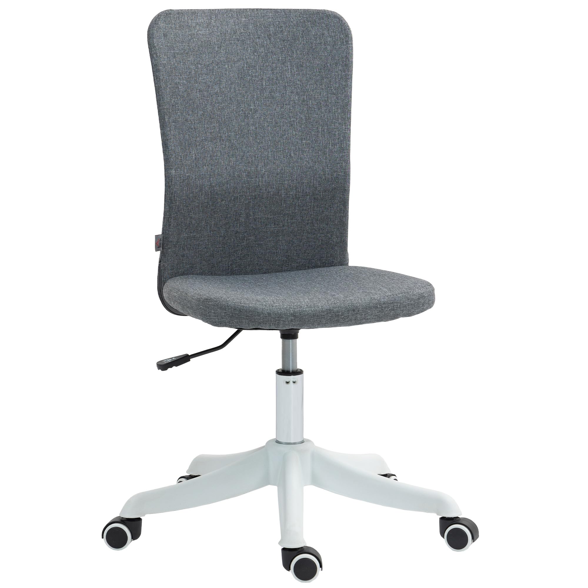 HOMCOM Armless Desk Chair Swivel Office Chair Upholstered in Synthetic Linen with Adjustable Height for Study Bedroom Dressing Table Load 120 kg Grey
