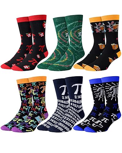 Eurzom 6 Pairs Funny Socks Math Science for Men Novelty