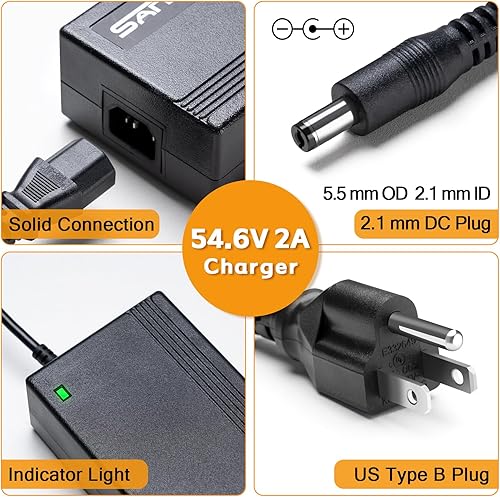 Miniatura 5 de Cargador de 54.6V 2A para batería eBike de 48V compatible con Lectric XP 1.02.03.0, Lectric XPremium, Eahora X5, Himiway Cruiser, Ride1Up Core-5,