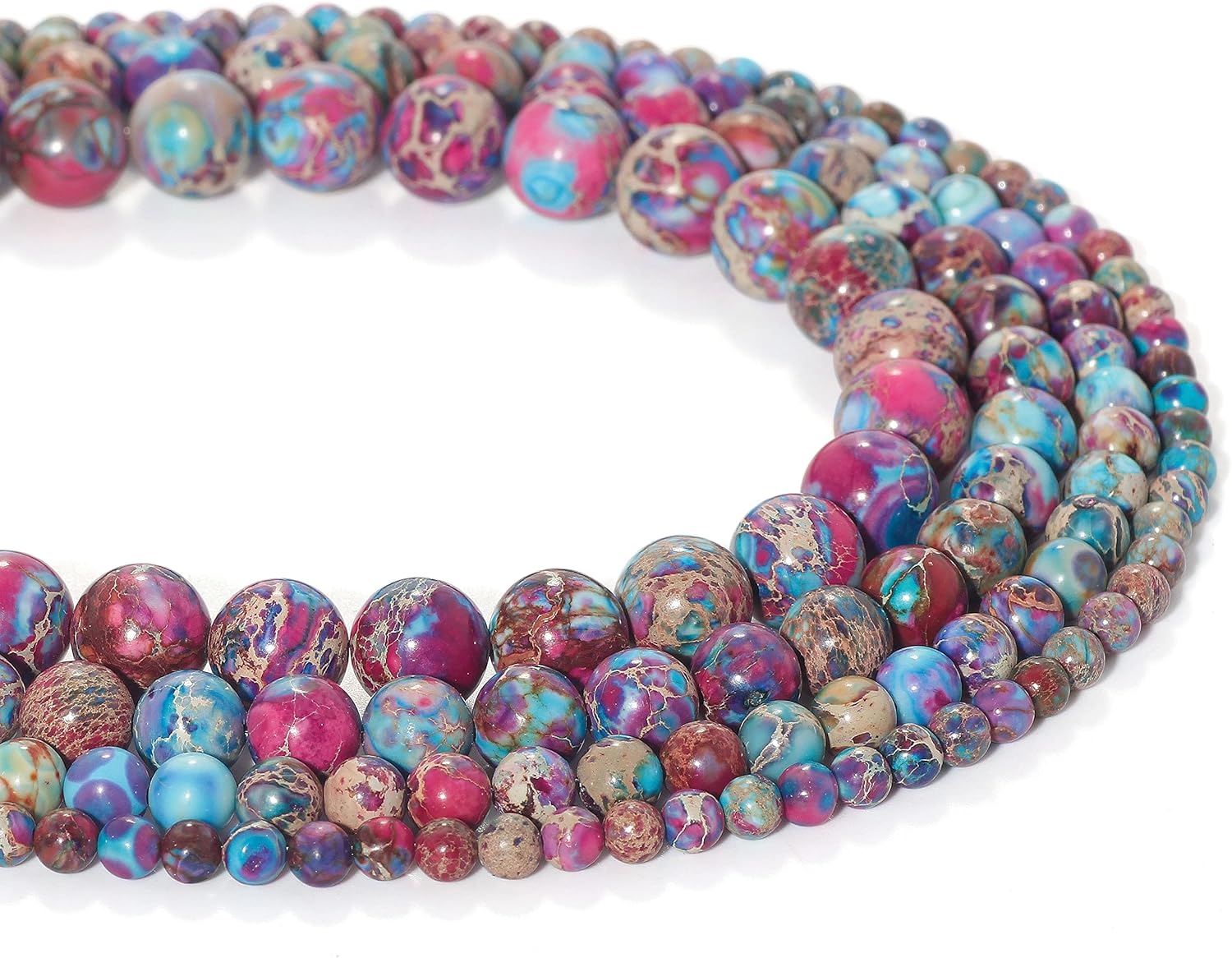 4MM Colorful Round Stone Beads Natural Emperor Jasper Loose Beads for Jewelry Making Stone Round Loose Stone Beads for DIY Bracelets Necklace(ZS-1215-Purple*4MM) Purple 4MM