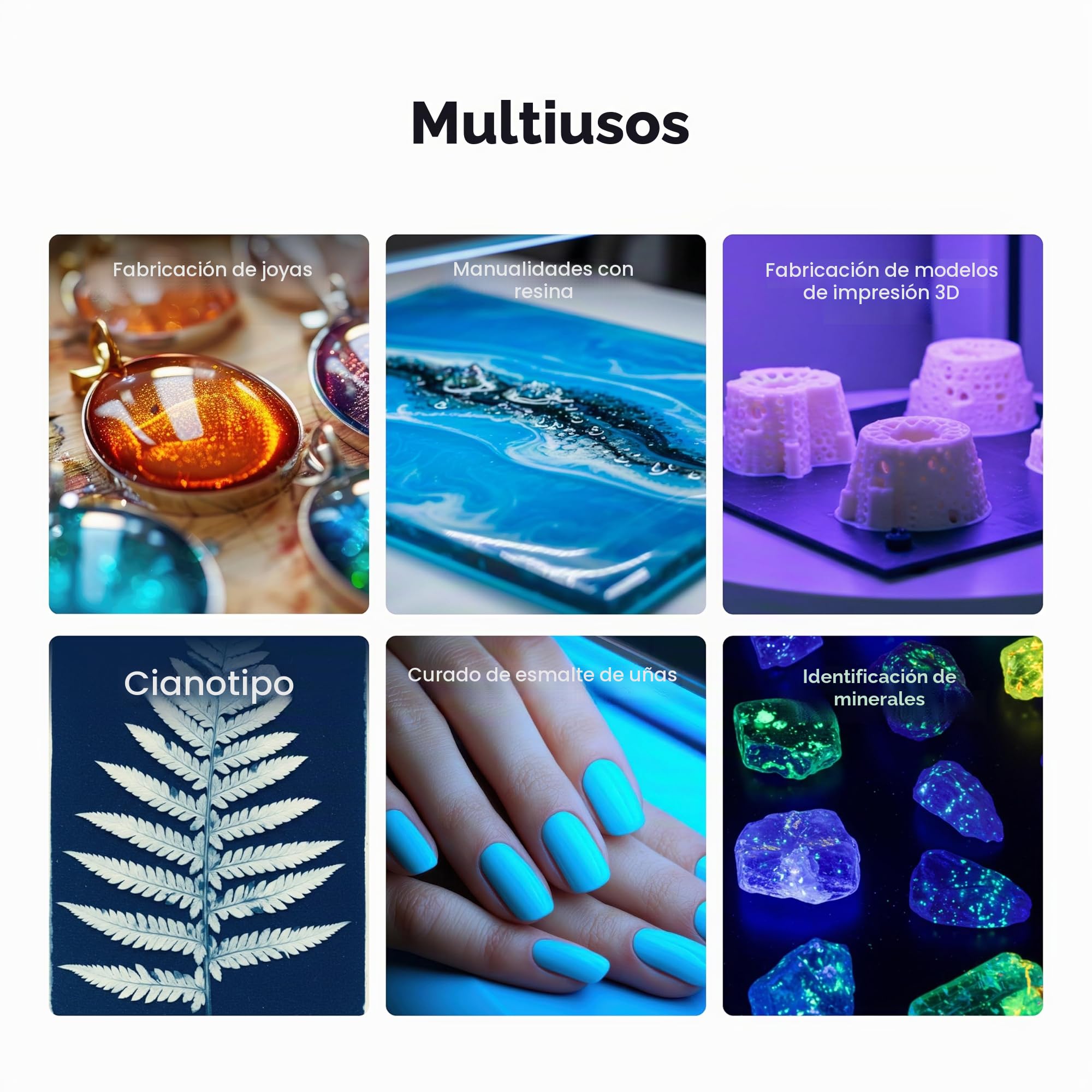 Resiners Lámpara UV para resina, lámpara UV de doble cara para resina, lámpara UV plegable, linterna negra ultravioleta LED inalámbrica y recargable, suministros y herramientas, púrpura