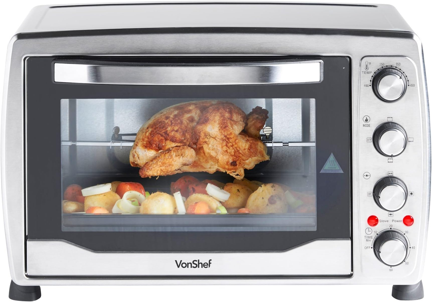 VonShef Large 31Qt / 36L Convection Countertop Toaster Mini Oven, Grill & Rotisserie - includes Baking Tray & Wire Rack