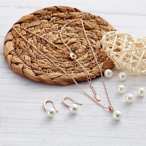 Miniatura 2 de Philip Jones Juego de perlas bañadas en oro rosa creado con cristales Zircondia, Chapado en oro rosa, Perla