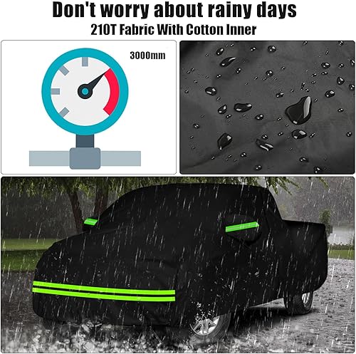Miniatura 3 de Funda impermeable para automóvil compatible con Honda Ridgeline Crew Cab 2004-2023, 210T con algodón interior y bloqueo para protección de pintura