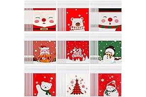 FEBSNOW Christmas Cellophane Bags for Cookies