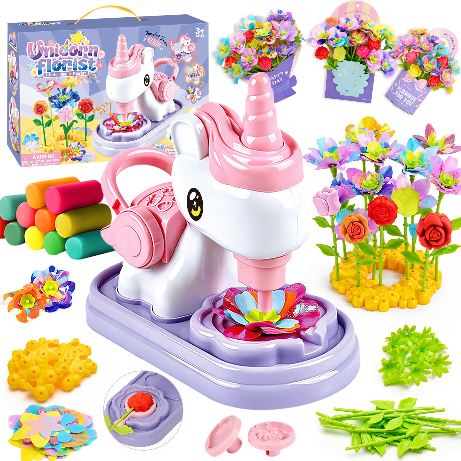 vamei 2 in 1 Flower Making Kits for Kids with Fabric Flowers & Clay