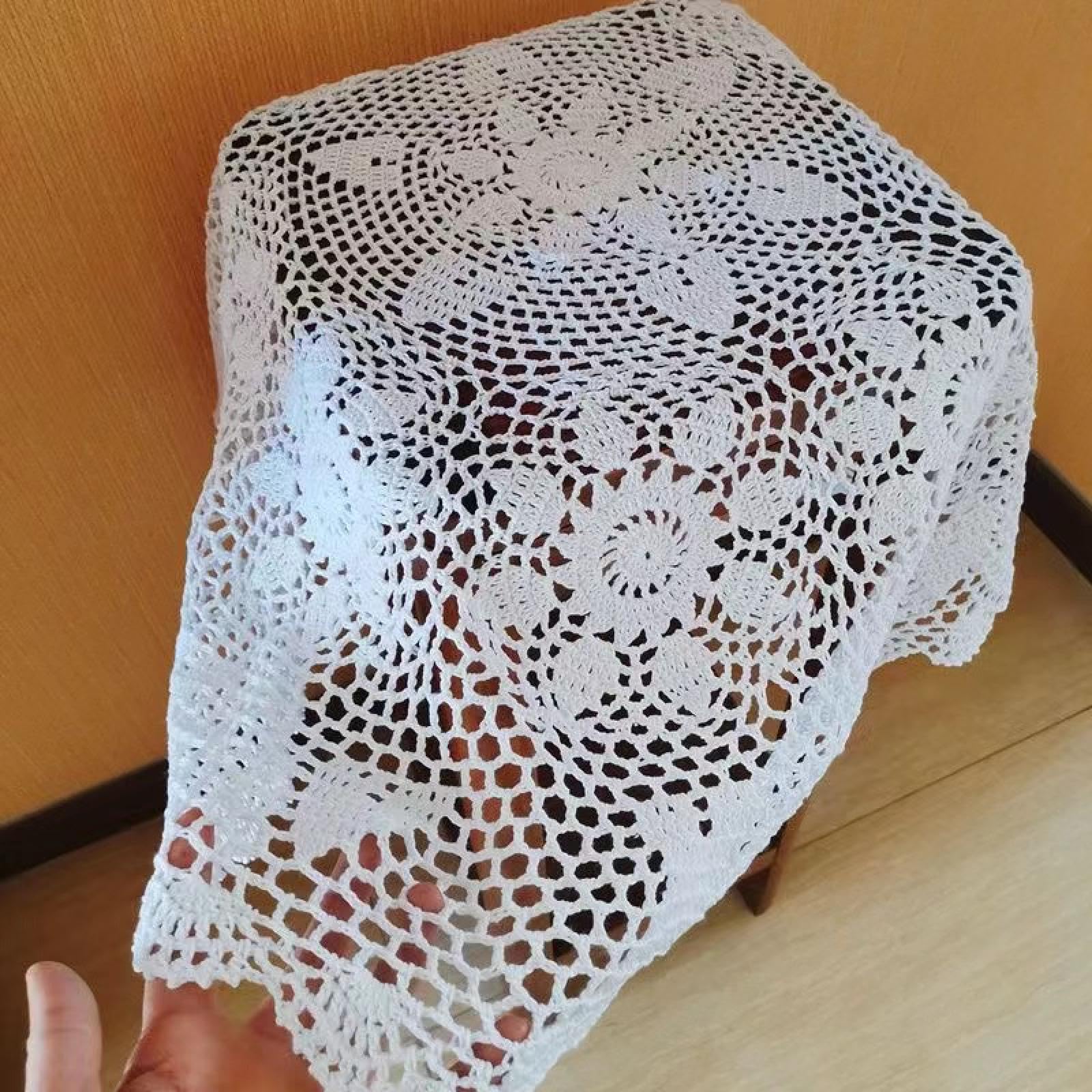 Runde handgefertigte Tischdecke mit Blumen, gehäkelt, für Küche, Kaffee, Tee, Party, Heimdekoration, 160 cm, Beige