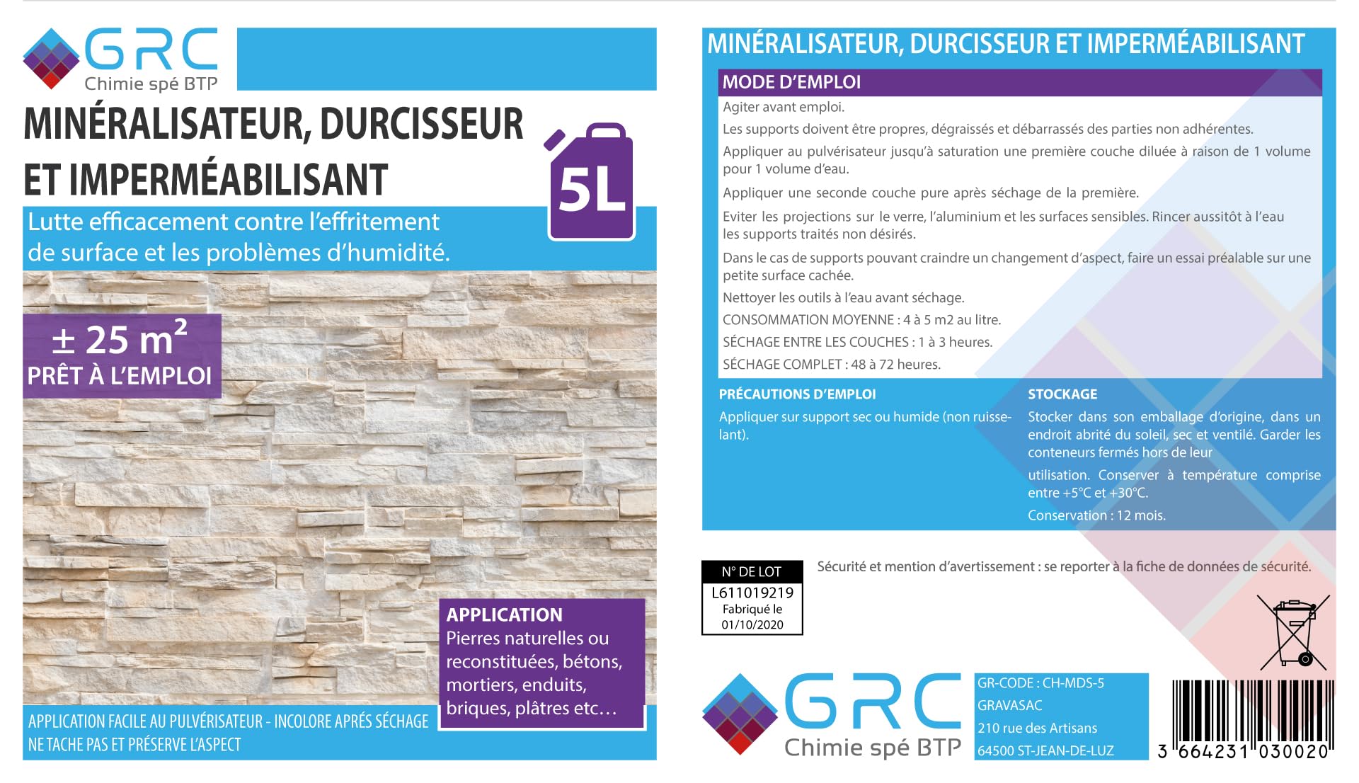 GRC – Mineralizador, endurecedor e impermeabilizante – 5 L