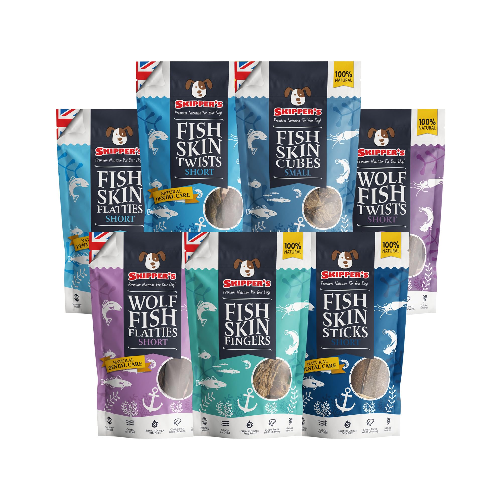 SKIPPER'S Variety Bundle For Dogs - Natural Dog Dental Chews, Cereal & Grain Free, Handmade & Gently Air Dried, Low in Fat, Essential Omega Oils (Dental Bundle)