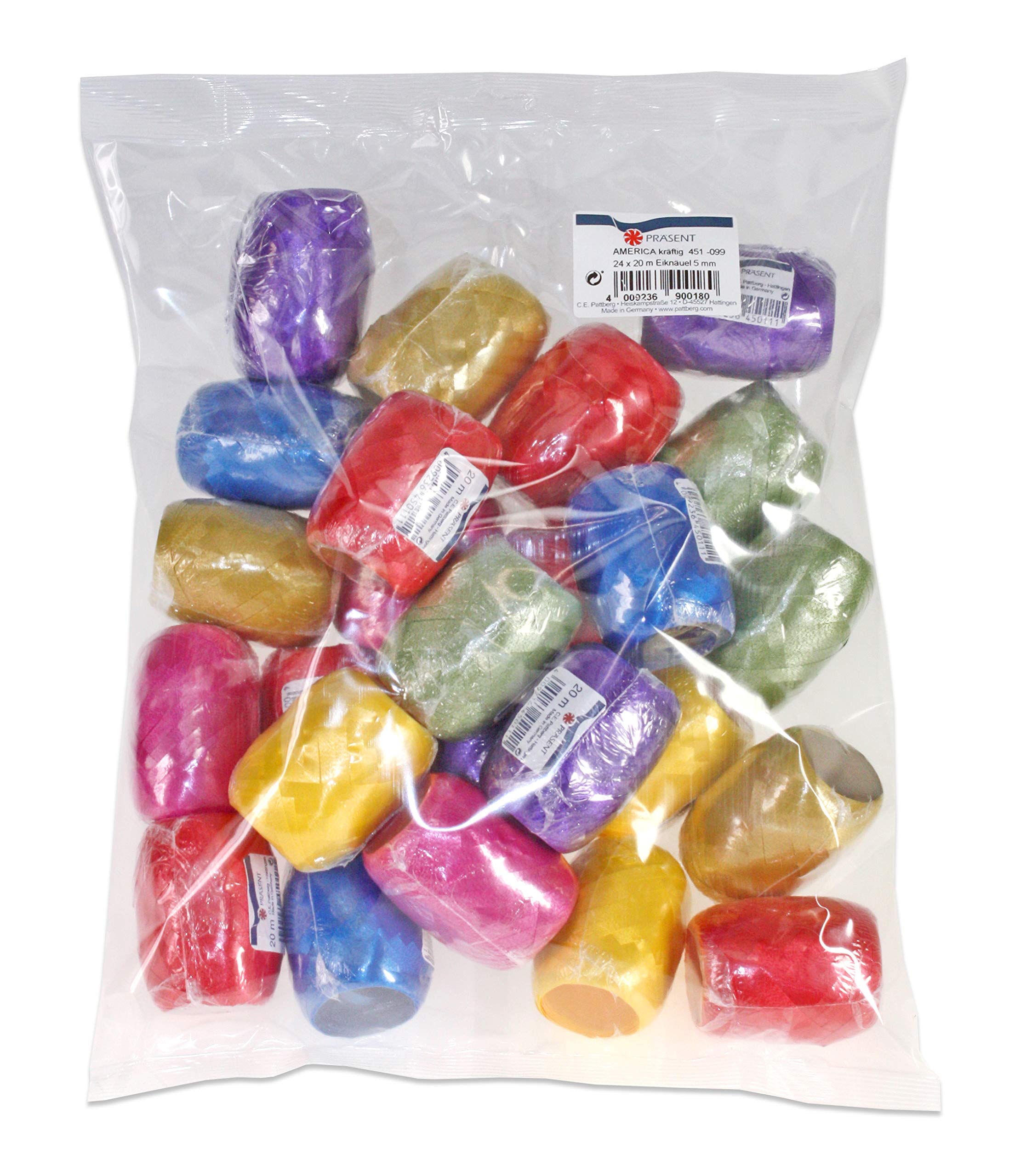 PRÄSENT AMERICA Curling Ribbon Eggs, Colourful Colours, 24 x 20 m Gift Bands for Wrapping And Decorating 5 mm Width