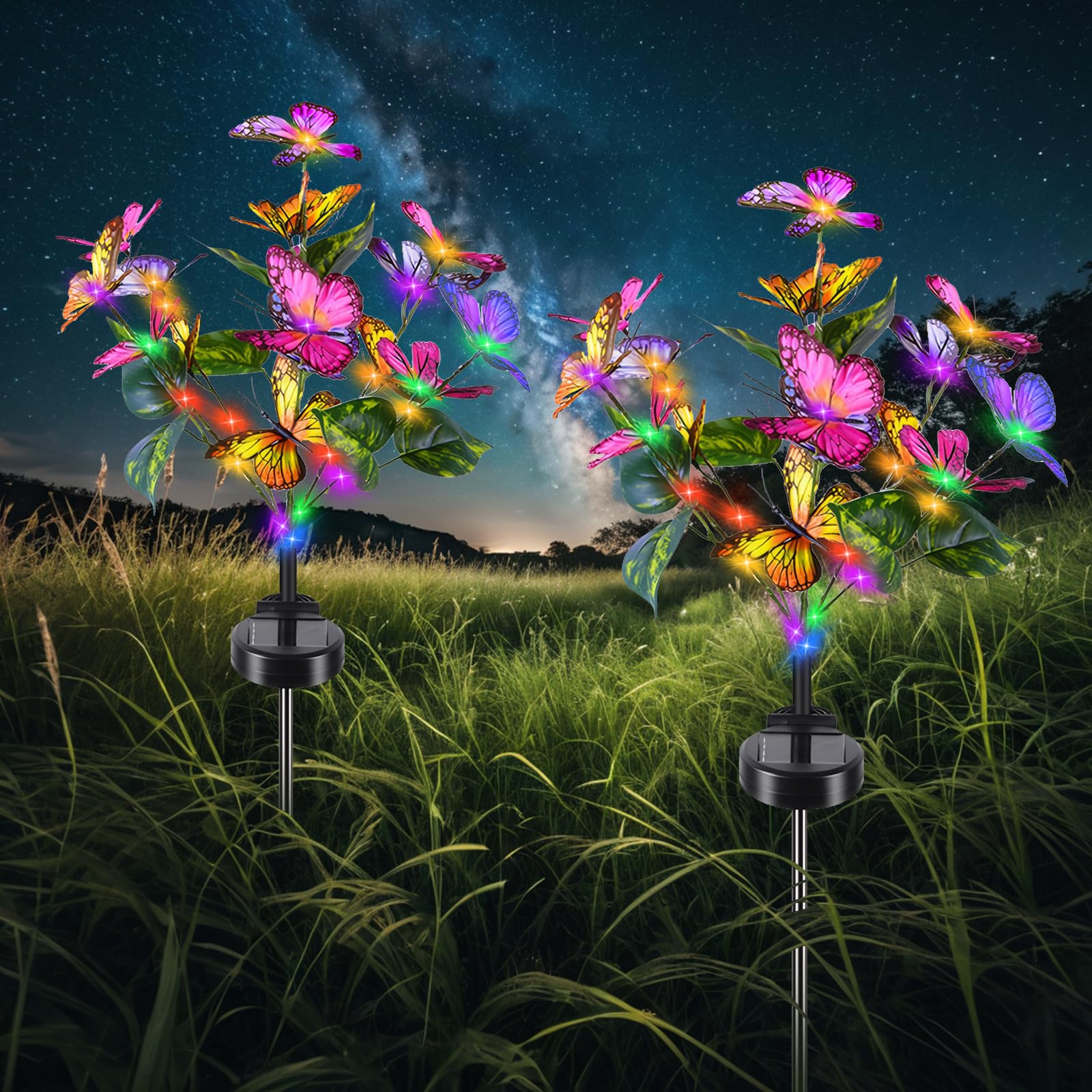 KagoLing Luci Solari da Giardino, 2 Pezzi Piante Finte da Esterno 66 LED Lampada Solare da Esterno, IP65 Impermeabile Lampade Solari da Giardino Decorazioni per Arredamento Casa Terrazza Prato Balcone