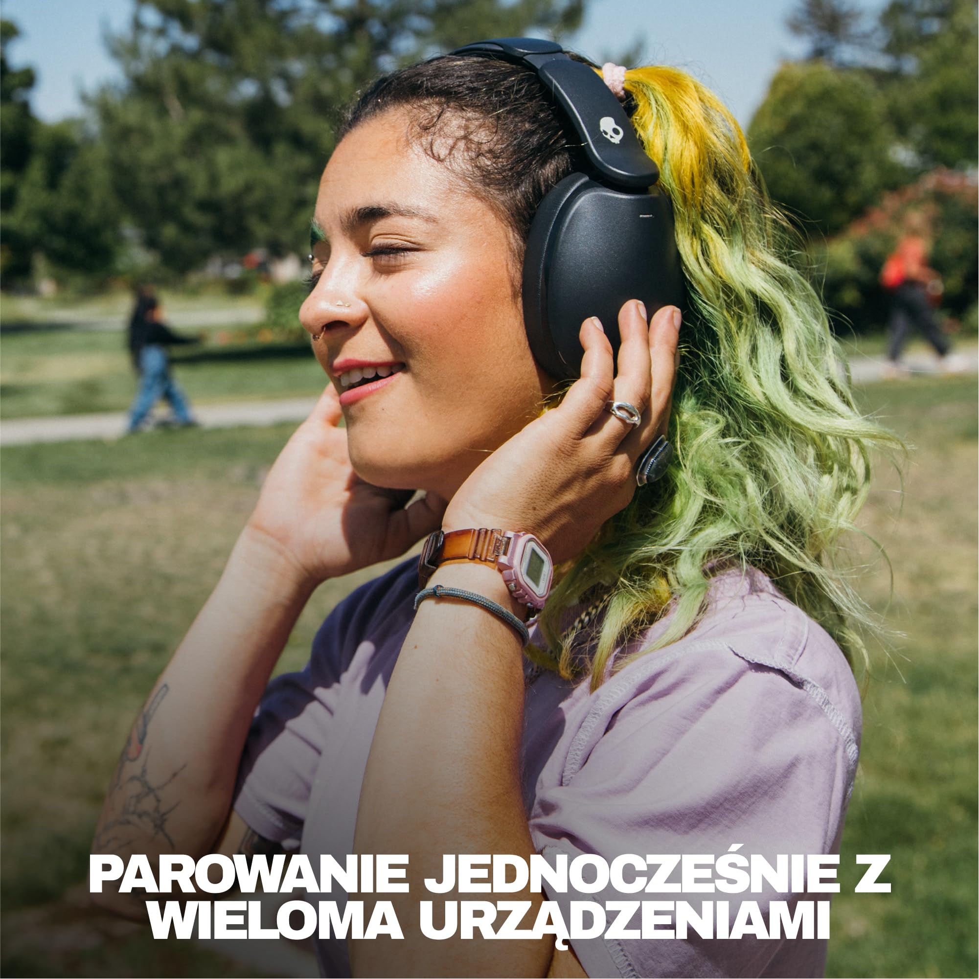 Skullcandy Hesh 360 – bezprzewodowe słuchawki nauszne Bluetooth, do 100 godzin słuchania, konstrukcja wyciszająca hałas, składane na płasko, mikrofon, iPhone, Android - Czarny