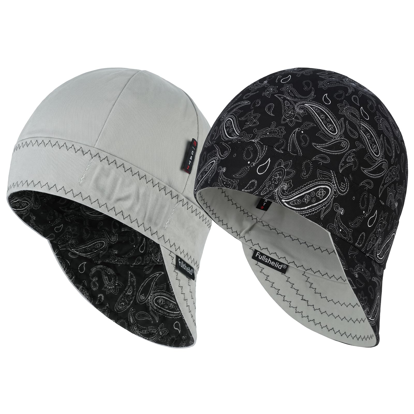 Fullsheild Reversible Welding Cap FR Cotton Welder Hat for Men Women, Grey