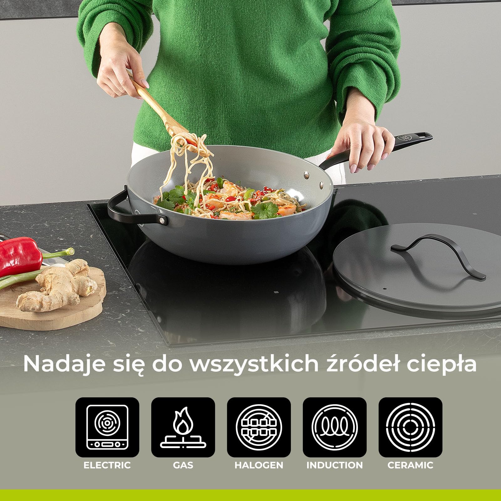 BE Living Essential 5-częściowy zestaw garnków, Ø 20, 24 i 28 cm patelnia do smażenia + Ø 30 cm patelnia do gotowania + Ø 28 cm, zestaw patelni, ceramiczne, bez PFAS, indukcja, szary
