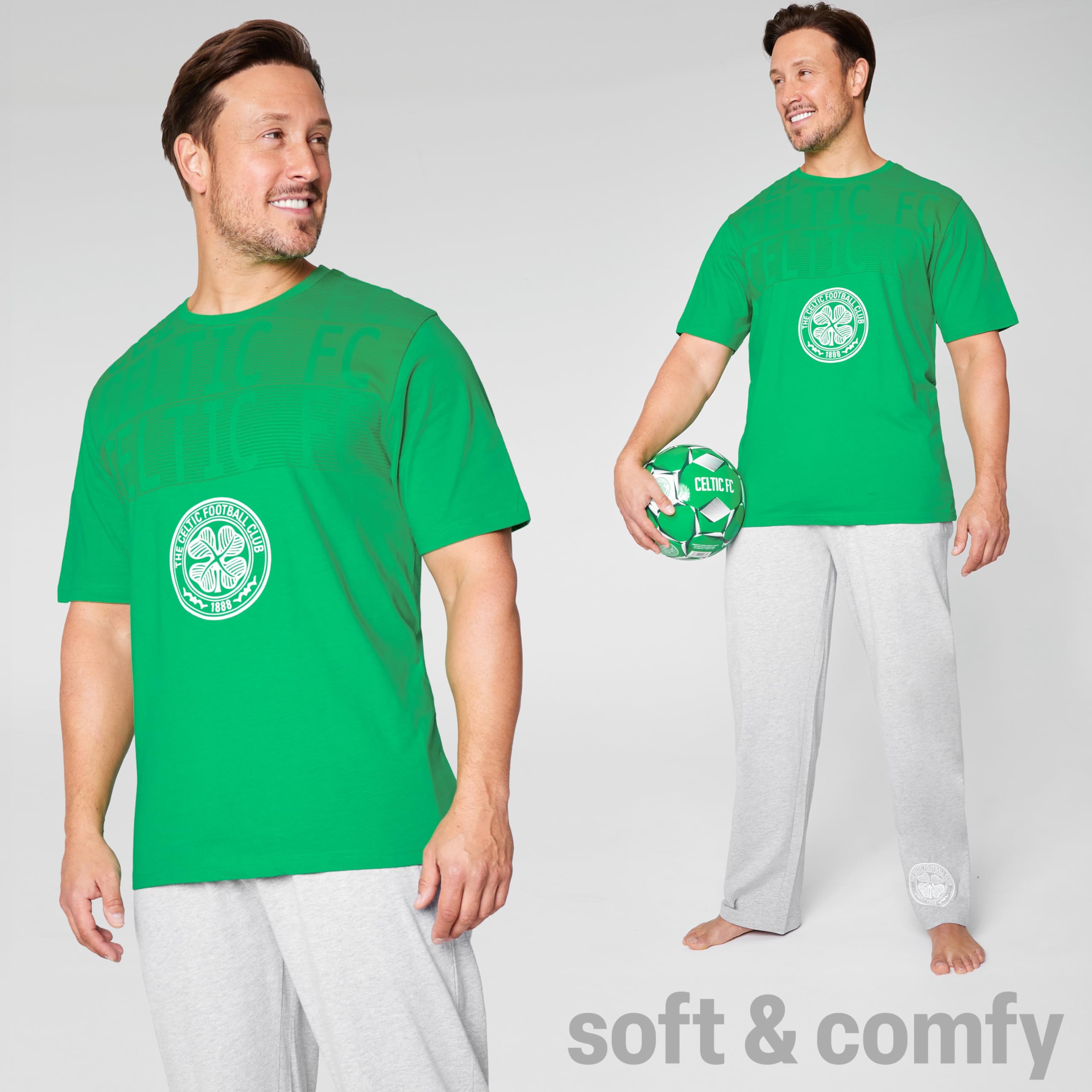 Celtic FC Mens Pyjamas Set Nightwear T-Shirt Long Bottoms Pjs Lounge Set S-3XL Men Teenagers Celtic Gifts for Men