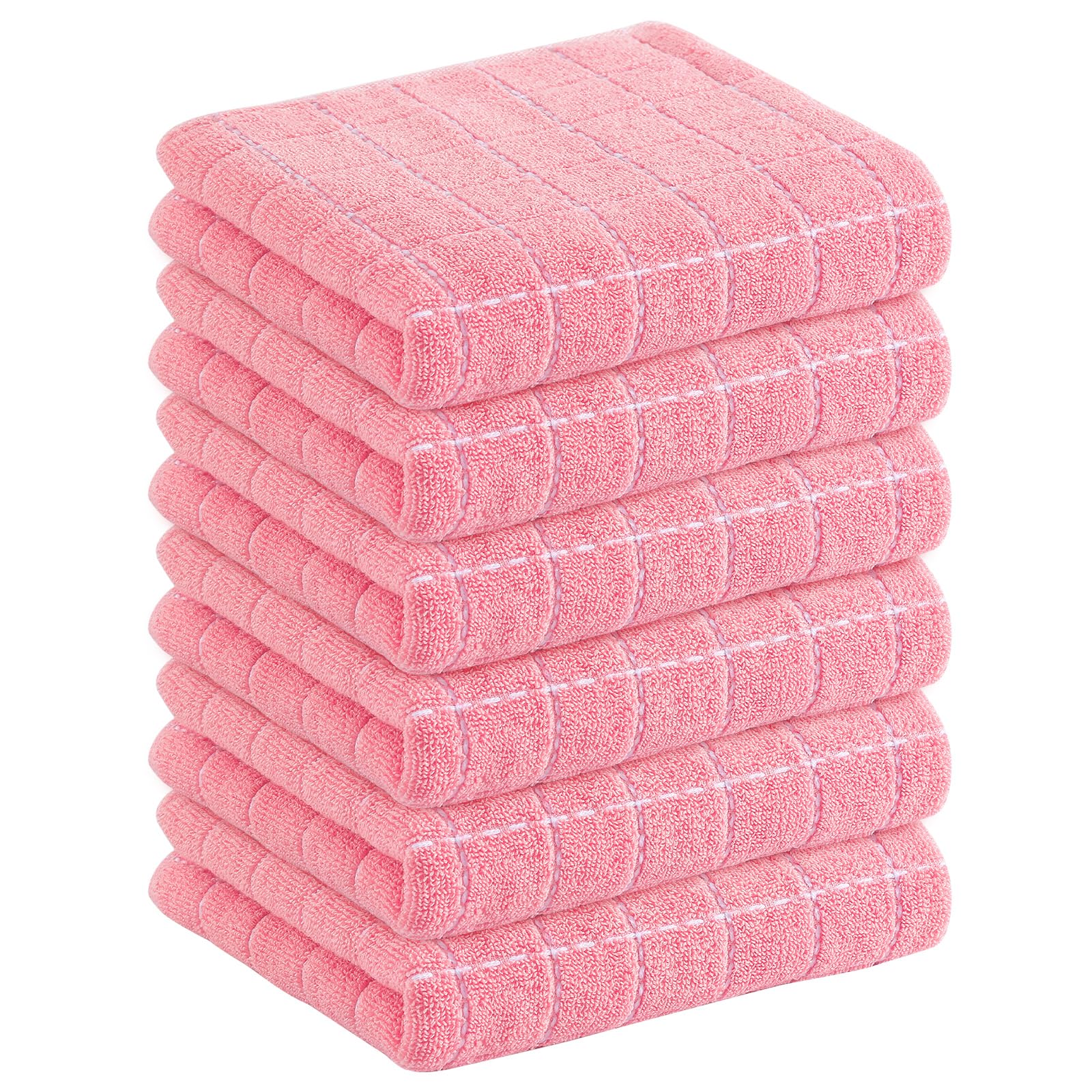 Homaxy 100% Cotton Terry Kitchen Towels, 6 Pack, Pink | Ultra Soft and Absorbent Dish Towels for Kitchen, Suitable for Drying and Washing Dishes
