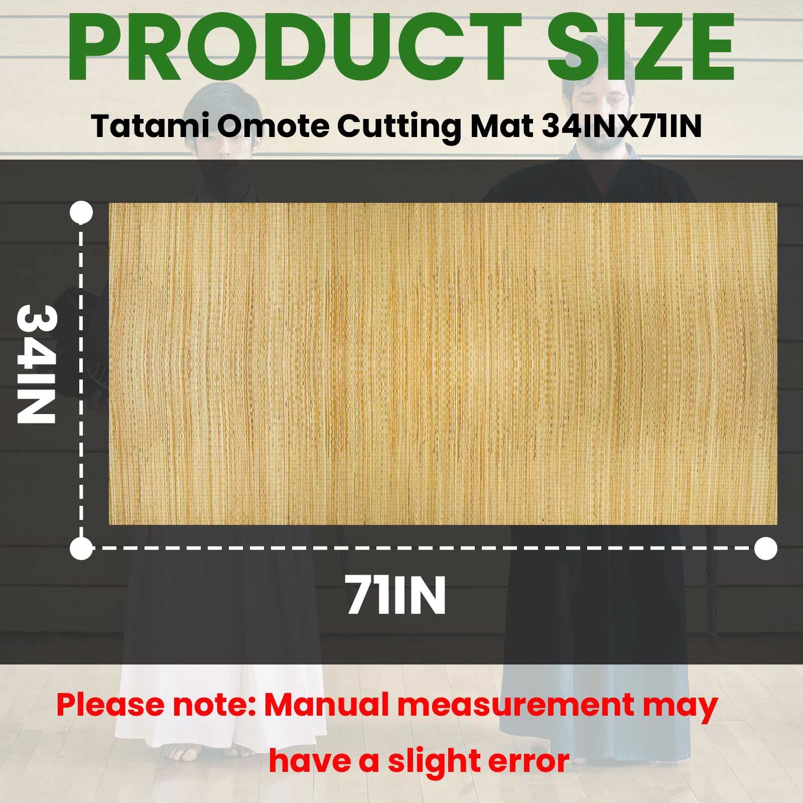 Tameshigiri Tatami Mat - Objetivo de práctica de corte de espada japonesa para Katana, 71 x 34 pulgadas, hecho de paja auténtica para entrenamiento de artes marciales samurái
