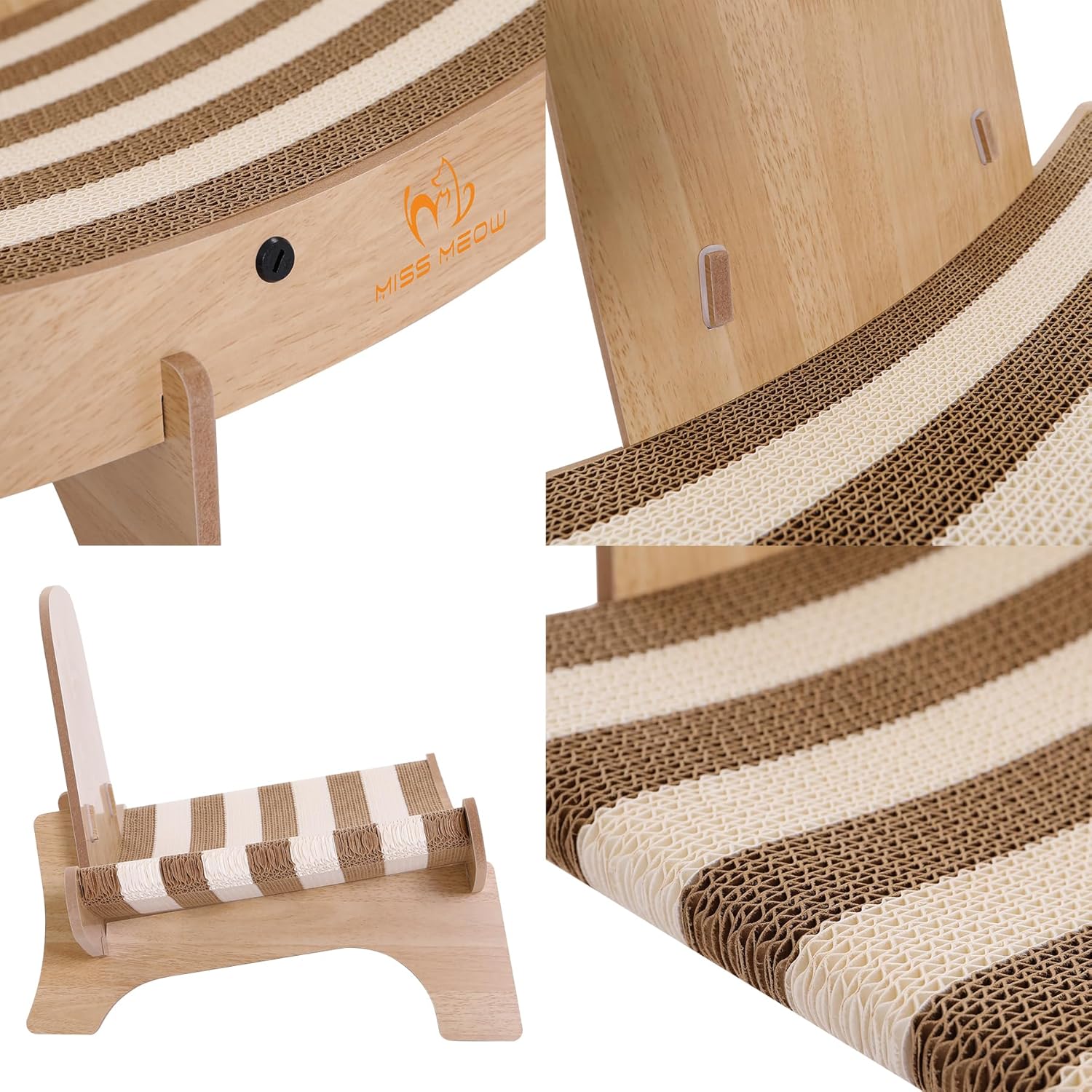review Elevated Cardboard Cat Sofa Bed, Cat Scratcher Couch 100% Recycled Paper Cat Scratchers for Indoor Cats - Cat Scratcher Lounge, Cat Scratch Pad - Cardboard Cat Bed, Beige and White